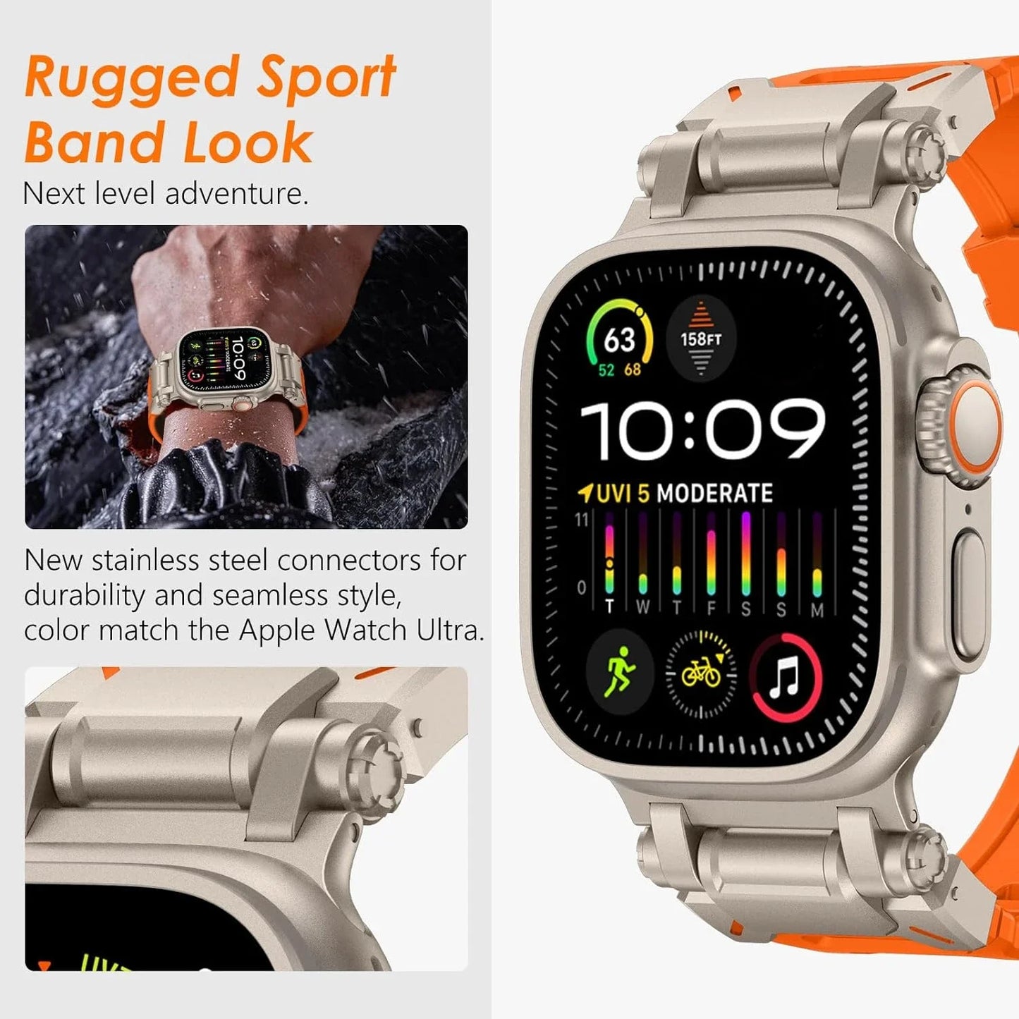 Metal & Rubber Strap For Apple Watch